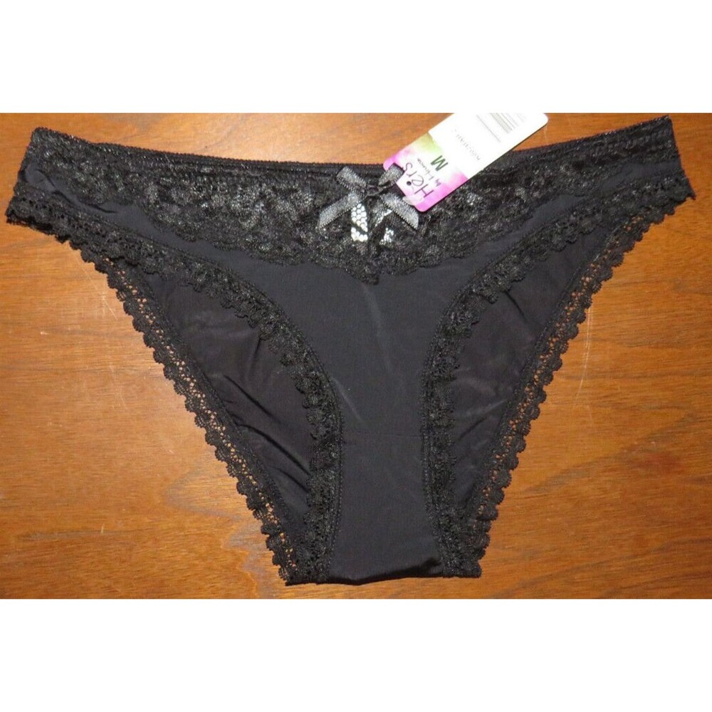 Hers By Herman Black Silky Fabulous Lace Hipster Panties Size Medium